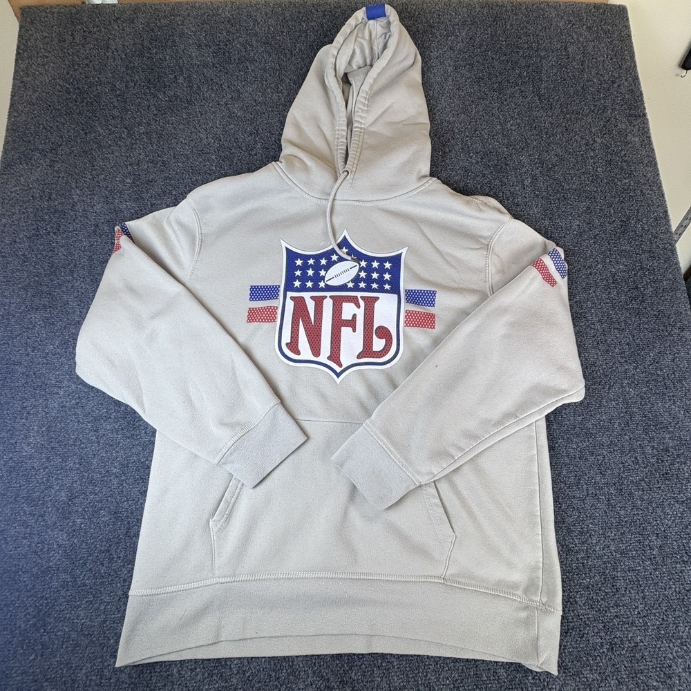 NFL Official Team Apparel Football Hoodie Mens XL Gray Shield Logo Drawstring
